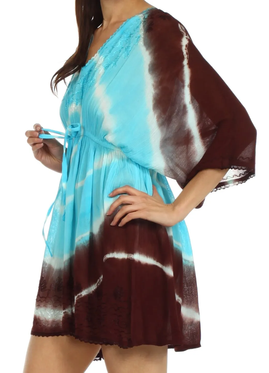 Sakkas Bala Tie Dye Semi-Sheer Tunic Blouse Cover Up