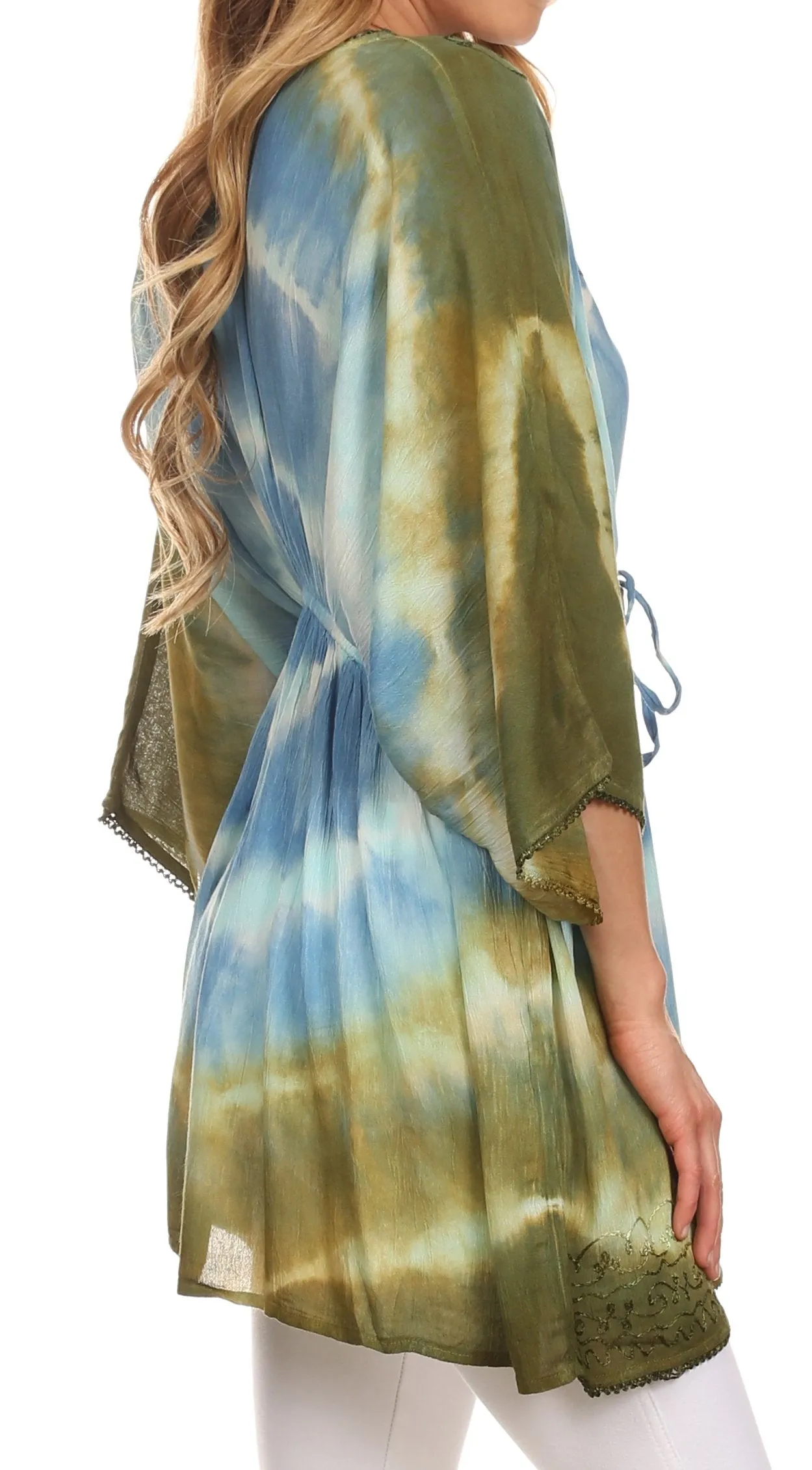 Sakkas Bala Tie Dye Semi-Sheer Tunic Blouse Cover Up