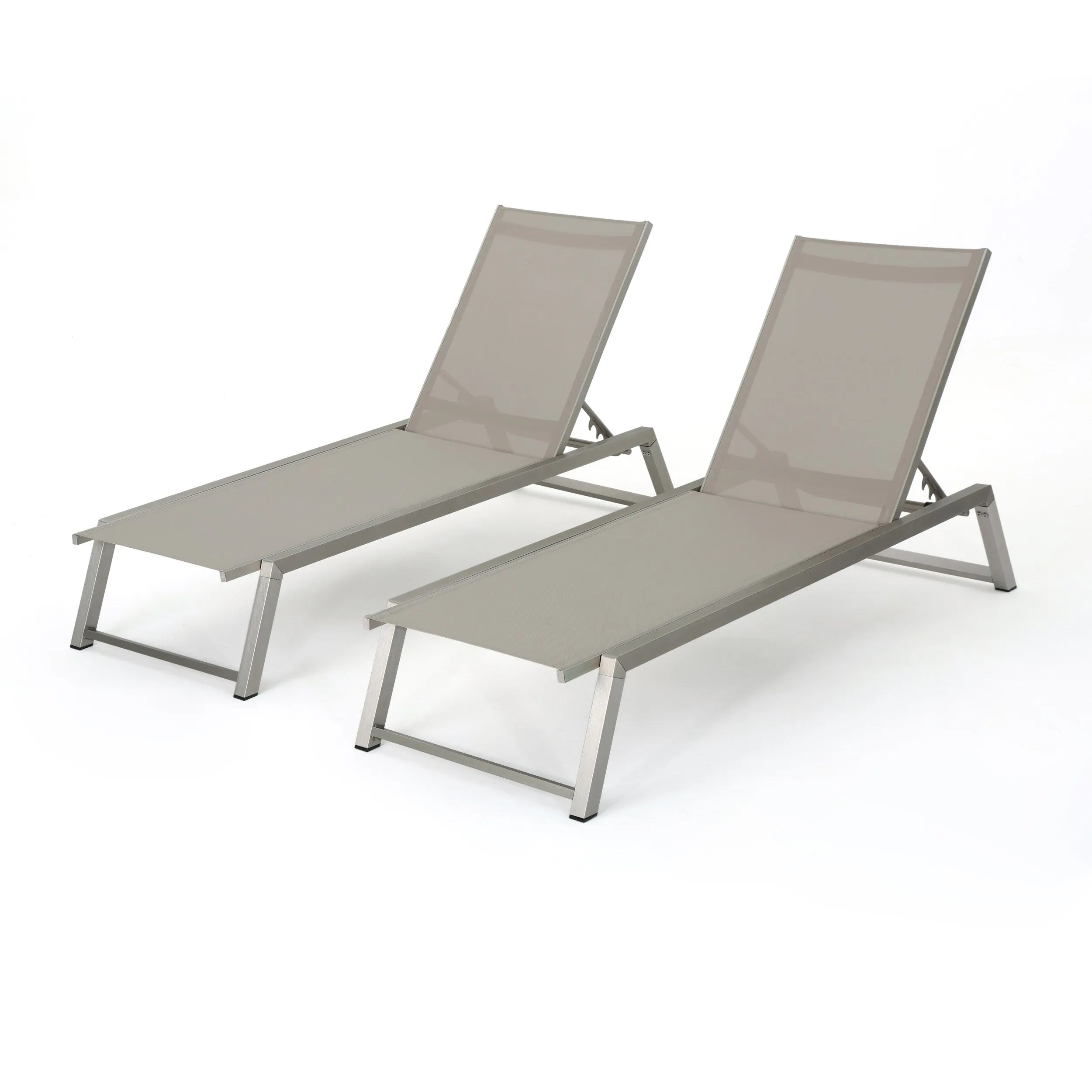 Santa Monica Outdoor Gray Mesh Chaise Lounge with Grey Finished Aluminum Frame