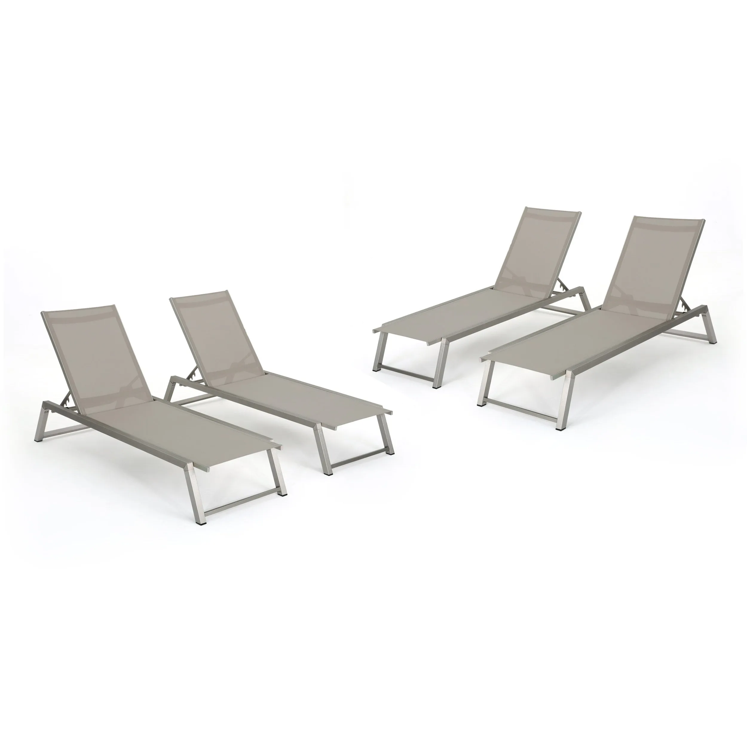 Santa Monica Outdoor Gray Mesh Chaise Lounge with Grey Finished Aluminum Frame