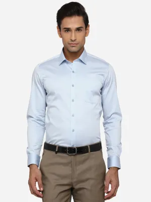 Sky Blue Solid Slim Fit Formal Shirt | JadeBlue Youth