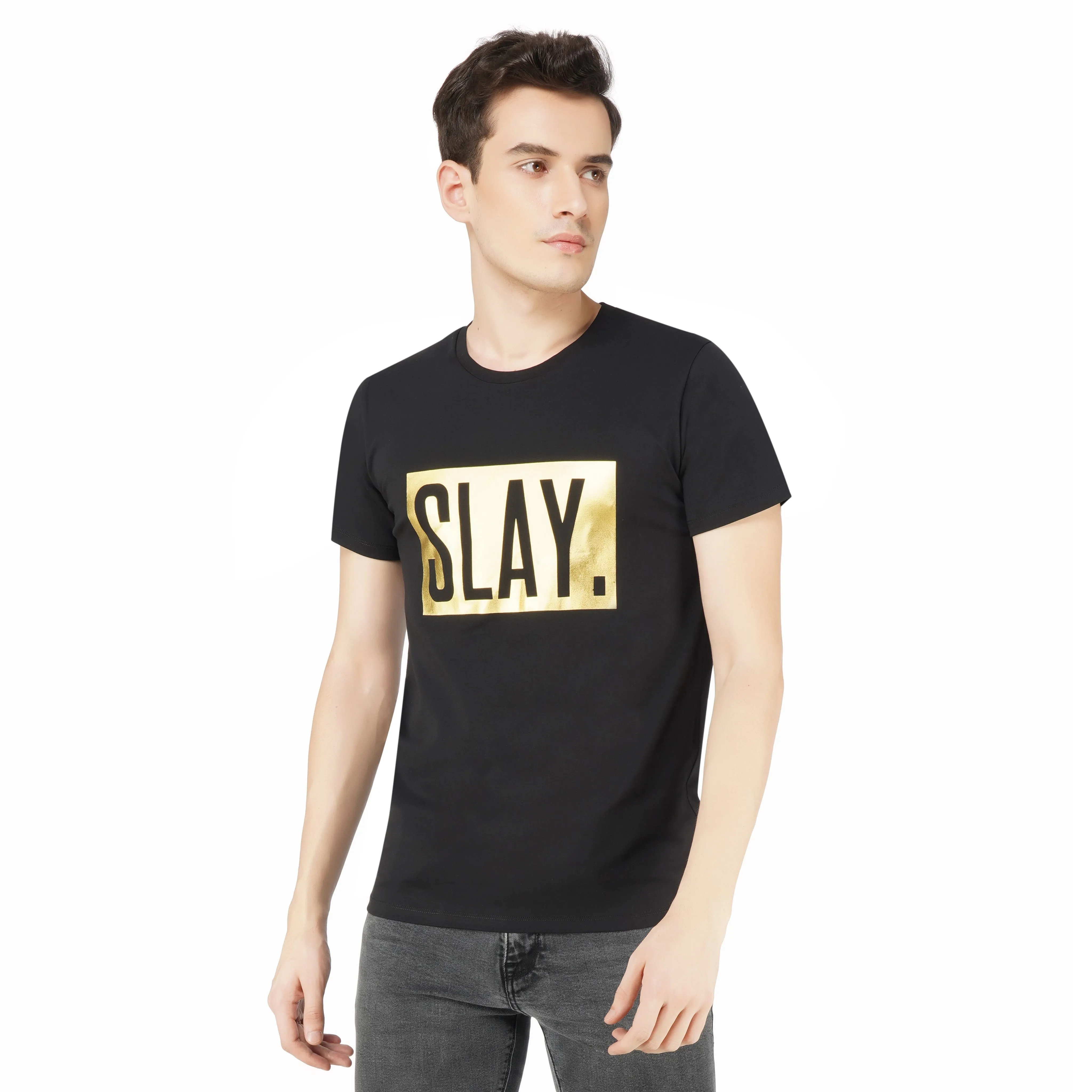 SLAY. Men's Premium Edition Gold Foil Matte Finish Print T-shirt