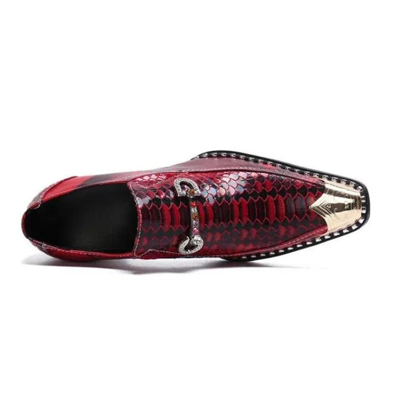 SnakeChic Metallic Pointed Toe Slip-On Loafers