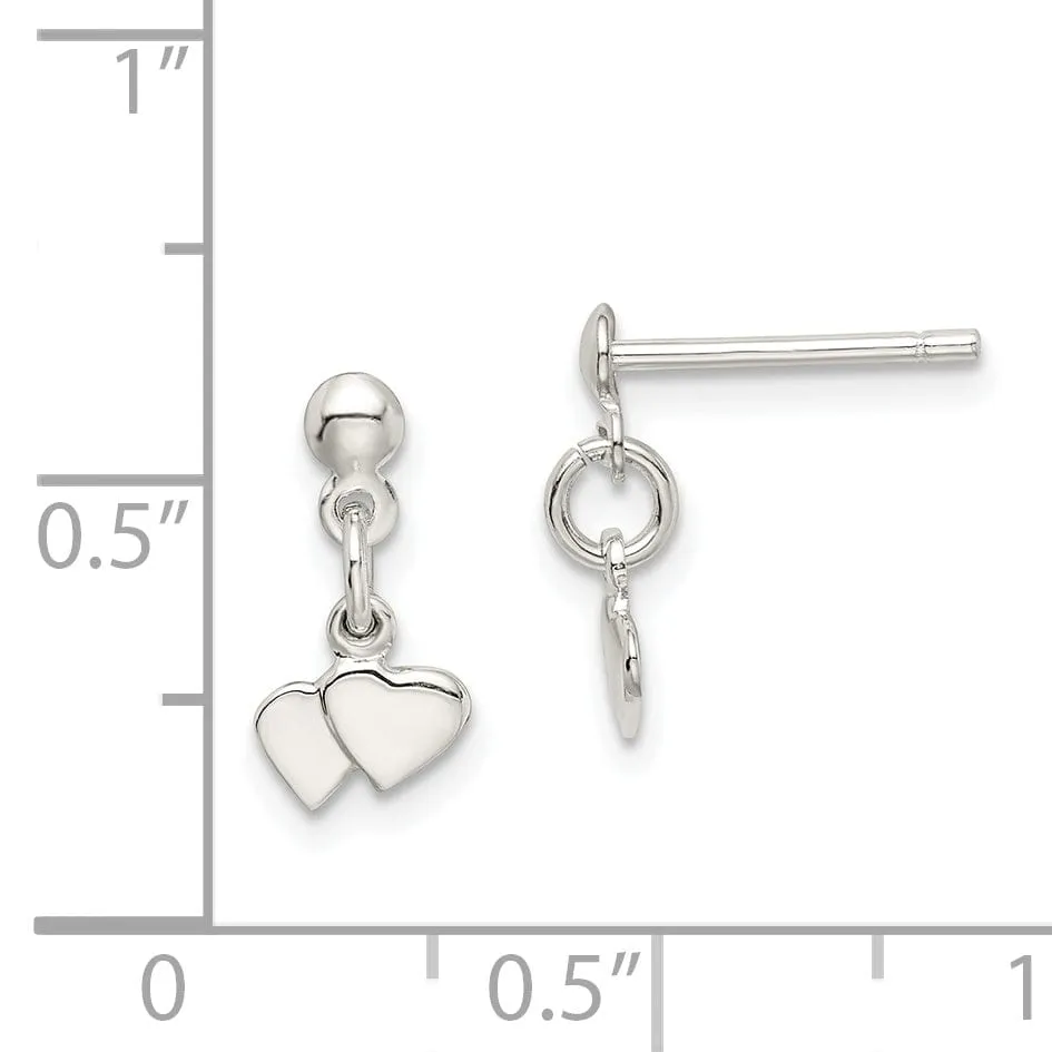 Sterling Silver Dangling Hearts Earrings