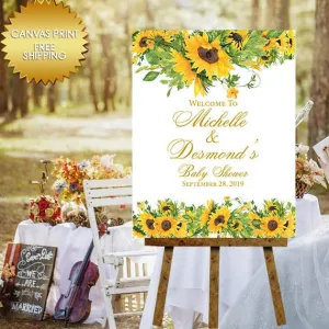 Sunflowers Welcome Baby Shower Canvas sign