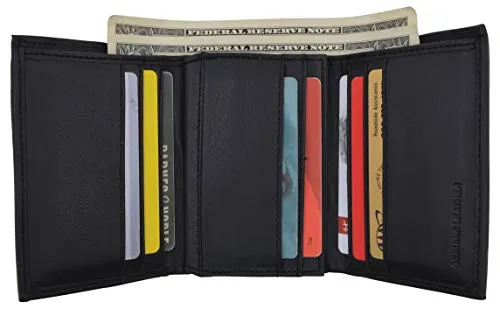 SWISS MARSHALL Top Grain Leather Trifold Wallet for Men RFID Blocking Extra Capacity