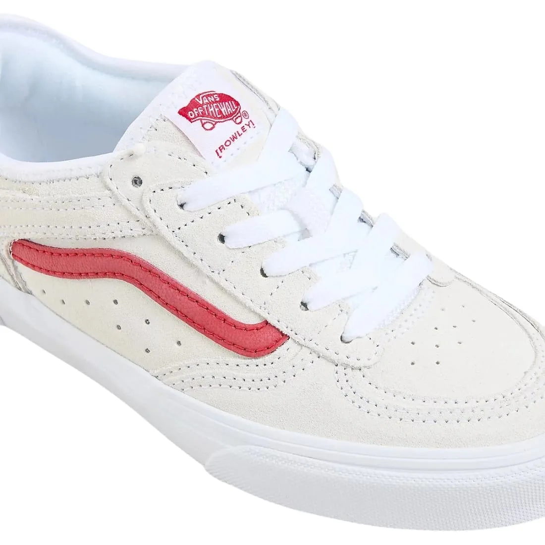 Vans Kids Rowley Classic Skate Shoes - White/Racing Red