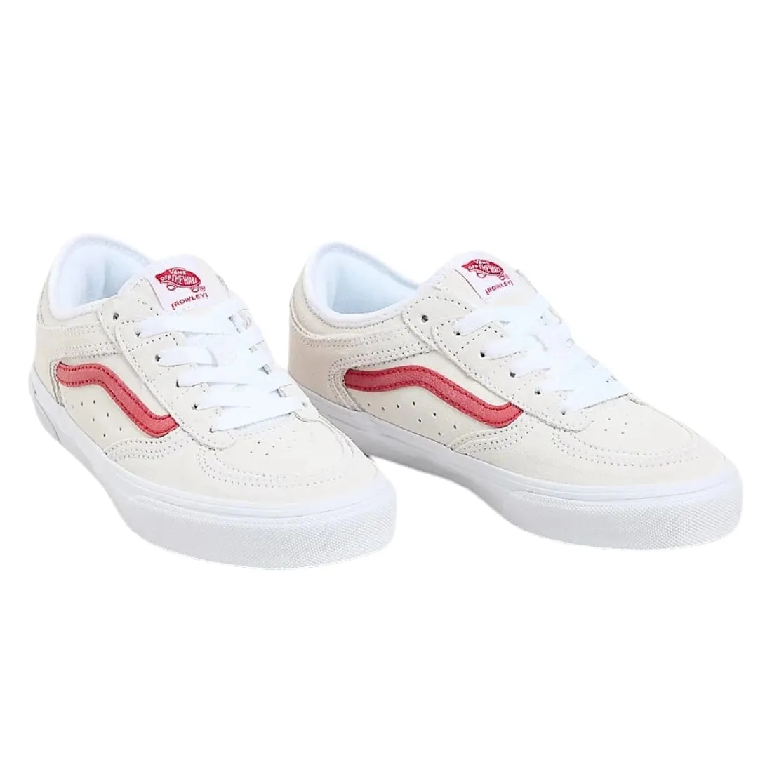 Vans Kids Rowley Classic Skate Shoes - White/Racing Red