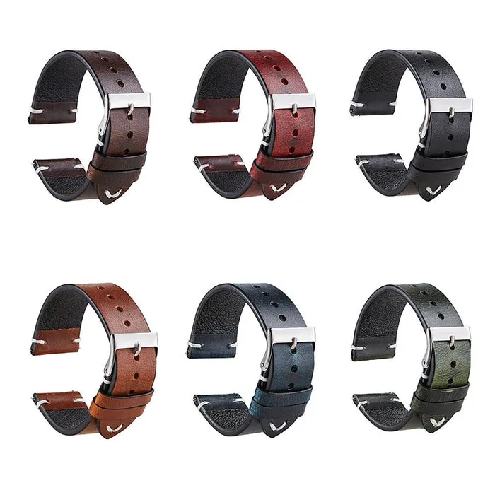 Vintage Oiled Leather Watch Straps Compatible with the Samsung 22mm Range