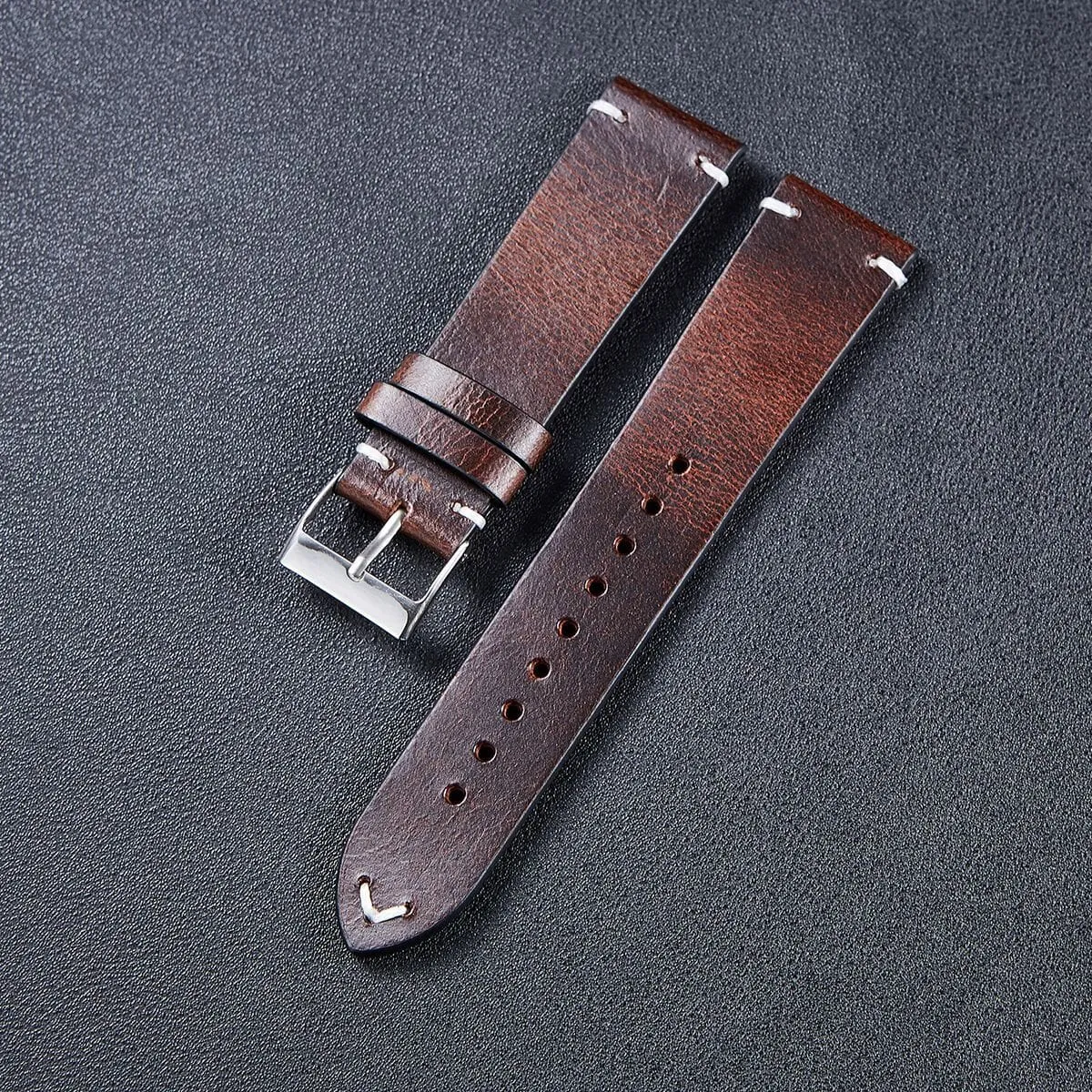 Vintage Oiled Leather Watch Straps Compatible with the Samsung 22mm Range