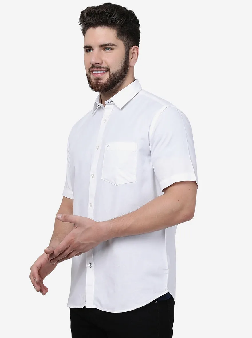 White Solid Smart Fit Semi Casual Shirt | Greenfibre