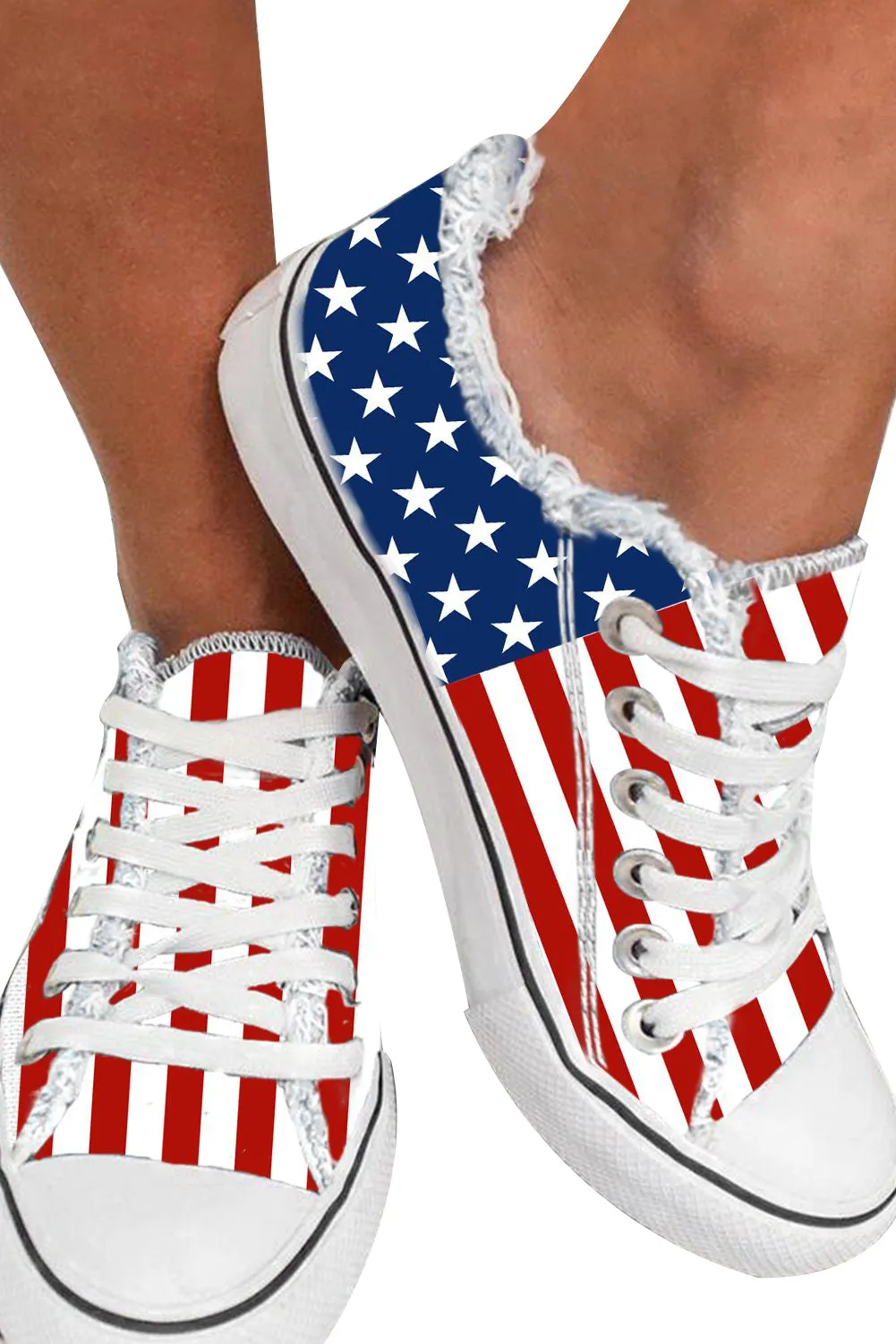 Women's American Flag Print Low Top Canvas Sneakers