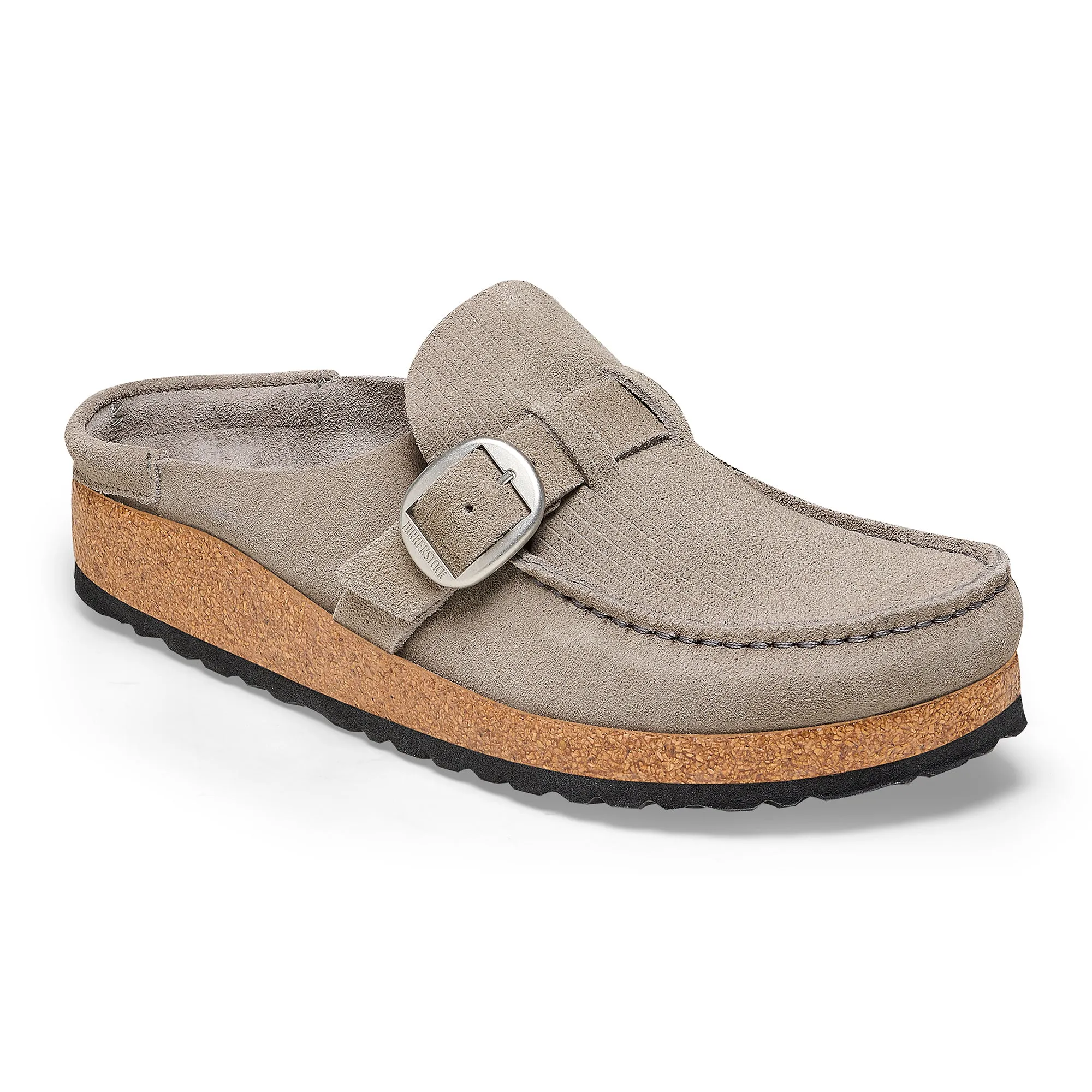 Women's Birkenstock Buckley Suede Embossed Color: Corduroy Stone Coin (MEDIUM/NARROW WIDTH)