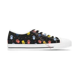 Women's Colored Paw Print Low Top Canvas Sneakers